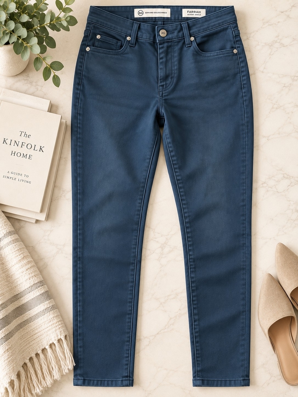 AG Jeans Farrah Skinny Ankle Pants 26 Royal Lagoon Blue High Rise Stretch